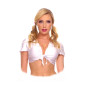 Top court, manches courtes , attache nœud devant - ML25076WHT