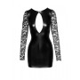 F253 Robe courte en Powerwetlook avec manches en dentelle
