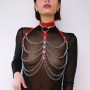 Harnais de poitrine cuir et chaines Rouge