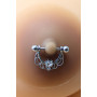 Paire de cache-tétons piercing barre demi-anneau faux diamant peau métisse - XP008M
