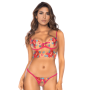 Ensemble 2 pièces brodé rose et bleu, bustier et string - MAL8926SEGA