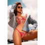 Ensemble 2 pièces brodé rose et bleu, bustier et string - MAL8926SEGA