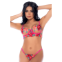Ensemble 2 pièces résille brodée rose et bleue, soutien gorge et string - MAL8927SEGA