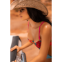 Ensemble 2 pièces résille brodée rose et bleue, soutien gorge et string - MAL8927SEGA
