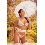 Ensemble 3 pièces en dentelle blanche avec perles - MAL8931WHT