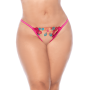 Nuisette grande taille en résille et dentelle florale rose et string assorti - MAL7609XSEGA