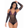 Body noir et violet et mitaines amovibles - MAL1121BKPU