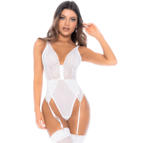 Body blanc avec jarretelles intégrées - MAL8934WHT Body blanc avec jarretelles intégrées - MAL8934WHT