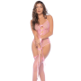 Body en résille rose et menottes - MAL1126BGPK
