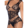 Combinaison noire en résille avec strass - MAL1132BKRH