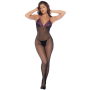 Combinaison en résille et dentelle noire et violette - MAL1122BKPU
