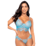 Ensemble 2 pièces en dentelle à cils bleue - MAL8920LBLU