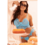Ensemble 2 pièces en dentelle à cils bleue - MAL8920LBLU