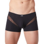 Boxer noir sexy avec fine résille en V - LM805-67BLK