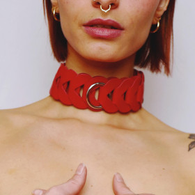 Collier en cuir tressé Rouge Collier en cuir tressé Rouge