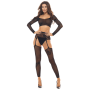 Ensemble 2 pièces, top et bas porte jarretelles - REN7117-BLK