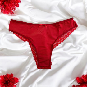 Culotte rouge en dentelle avec nœud en satin - PF09LRED Culotte rouge en dentelle avec nœud en satin - PF09LRED