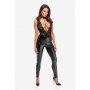F298 Libido Deep-V catsuit with collar and pearl chain