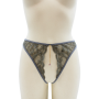 String gris avec bijou couleur aléatoire et chaîne dorée - PA05MGREY