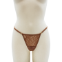 String taupe en dentelle avec bijou cœur doré - PA02MBRW