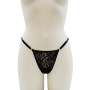 String noir en dentelle avec bijou cœur doré - PA02MBLK