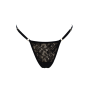 String noir en dentelle avec bijou cœur doré - PA02MBLK