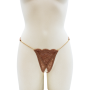 String en dentelle taupe ouvert avec chaînes dorées - PA01MTAUPE