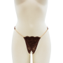 String en dentelle marron ouvert avec chaînes dorées - PA01MBRW
