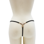 String noir avec bijou perle  strass dorés - PA06MBLK