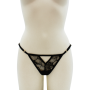 String noir avec bijou perle  strass dorés - PA06MBLK