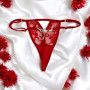 String rouge avec bijou perle  strass dorés - PA06MRED