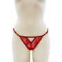 String rouge avec bijou perle  strass dorés - PA06MRED