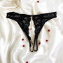 String noir avec bijou couleur aléatoire et chaîne dorée - PA05MBLK