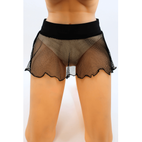 Mini jupe noire en résille large transparente Sofia - LSN4 Mini jupe noire en résille large transparente Sofia - LSN4