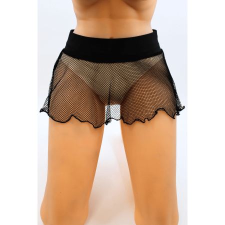 Mini jupe noire en résille large transparente Sofia - LSN4