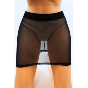 Jupe noire en résille transparente Maya - LSN1 Jupe noire en résille transparente Maya - LSN1