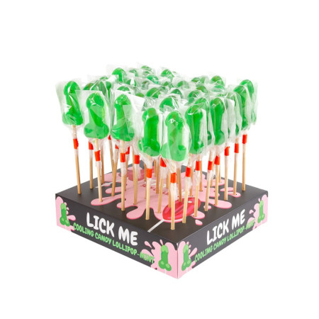 Présentoir sucette candy pénis à la menthe avec effet froid 40 pièces