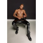 H067 Pantalon long en wetlook serpent avec poches arrière