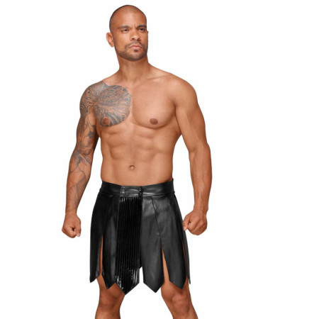 H053 Eco leather men's gladiator skirt with PVC pleats