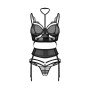 Premisis Black 3-Piece Crotchless Set PREMIUM