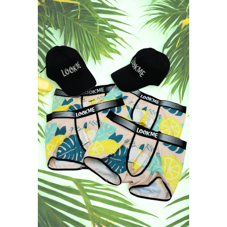 Pack 4 Boxer LM2402-67LEM LOOKME  2 Casquettes Offertes