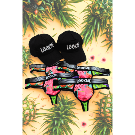 Pack 4 Strings Homme LM2402-57SWE LOOKME  2 Casquettes Offertes