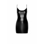 F307 Mirage wetlook mini dress with jewelry rhinestone chain