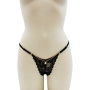 String noir en dentelle avec bijou et chaîne dorée - PM06G-BBLK