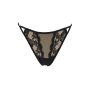 Tanga noir en dentelle avec bijou losanges dorés - PM01GBLK