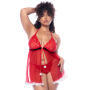 Costume sexy de Mère Noël grande taille en dentelle et résille - MAL60038XCOS