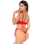Ensemble sexy 2 pièces en dentelle avec bretelles et string à nouer Mapalé - MAL8968RED