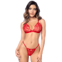 Ensemble sexy 2 pièces en crochet tricoté avec haut ajustable et string Mapalé - MAL8966RED