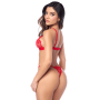 Ensemble sexy 2 pièces en crochet tricoté avec haut ajustable et string Mapalé - MAL8966RED