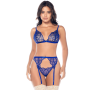 Ensemble sexy 3 pièces avec broderie brillante et porte-jarretelles Mapalé - MAL8944SAPP